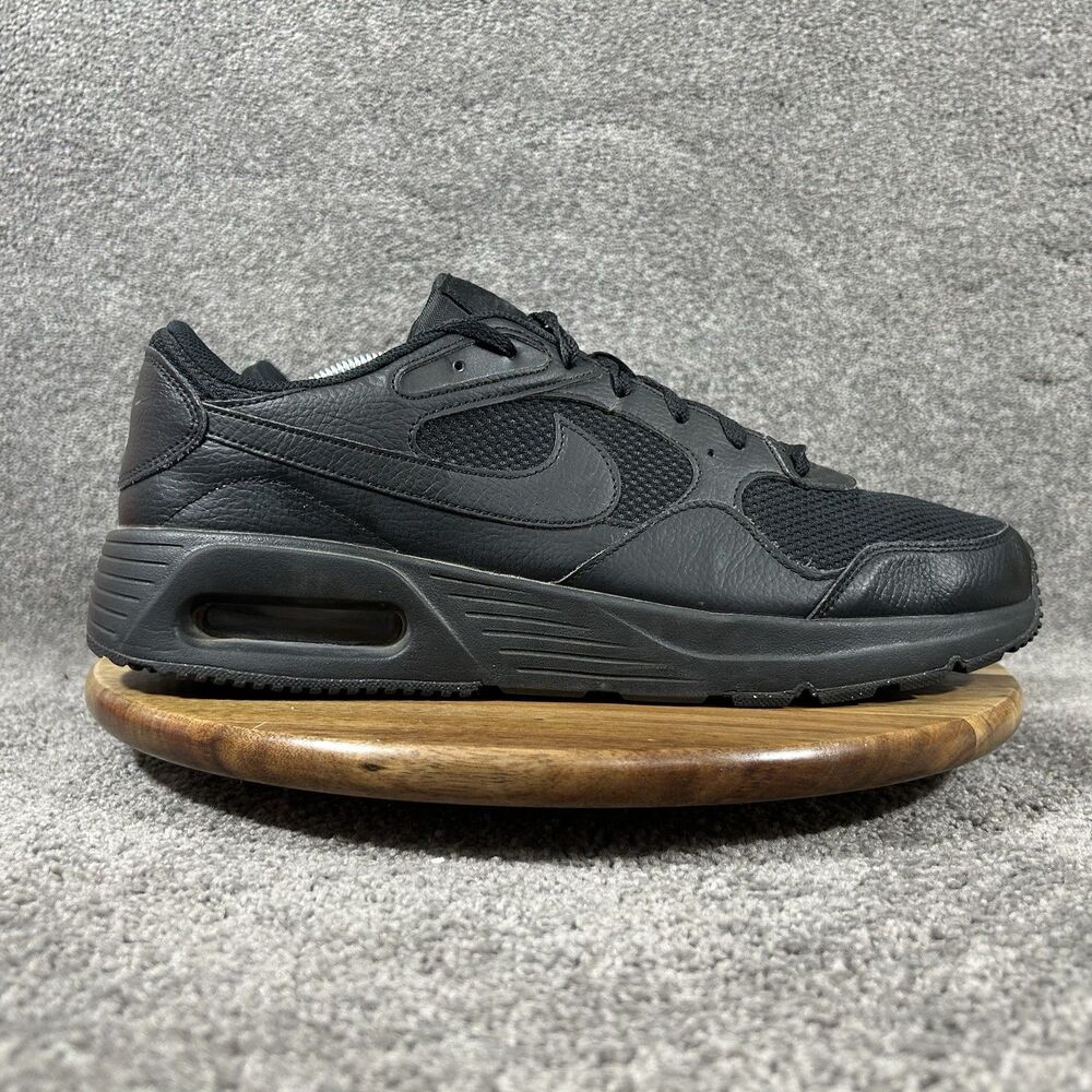 Nike Air Max SC CW4555-003 Men's Sz 13 Triple Black Leather Athletic Shoes Used